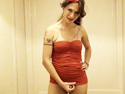 Nikki red dress barcelona. Hot Nikki masturbating in excited red dress